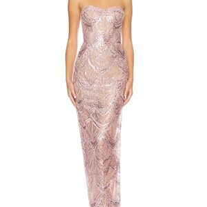 Bronx and Banco Giselle Strapless Pink Sequin Gown